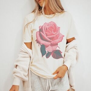 Rose Halftone Graphic Tee Pop Art Flower Design